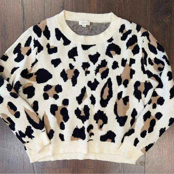 Debut leopard print sweater SZ S/M - Picture 1 of 4